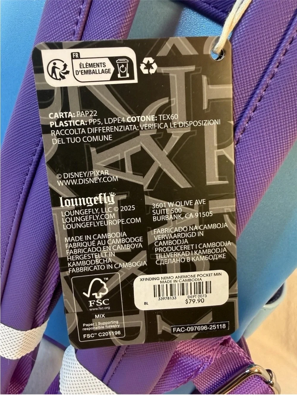 NWT Limited Edition Disney Pixar Finding Nemo Anemone Loungefly Backpack